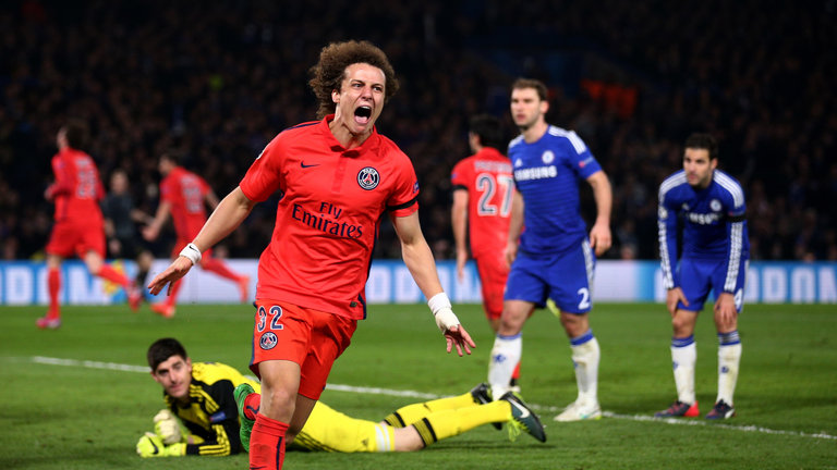 David Luiz scores against Chelsea