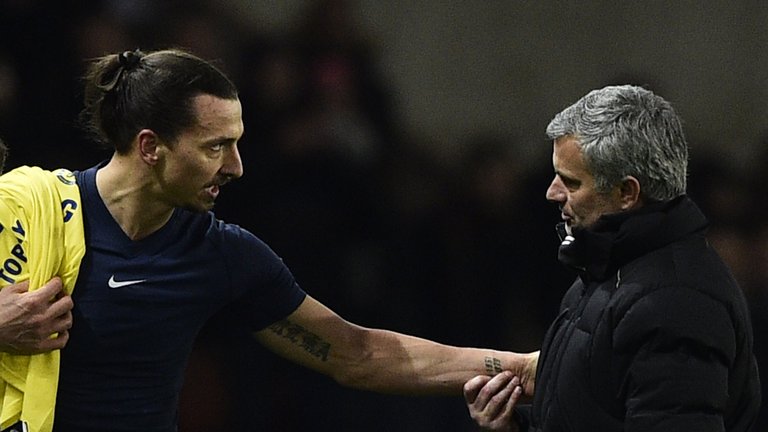 Zlatan Ibrahimovic and Jose Mourinho