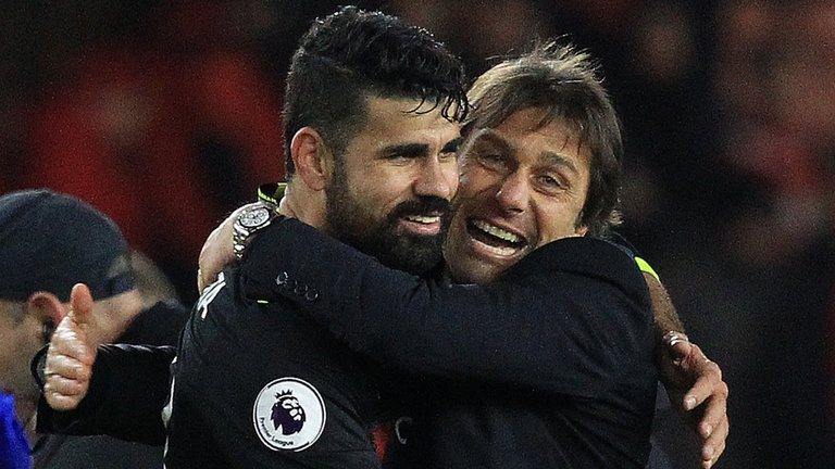 Diego Costa and Antonio Conte