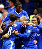 Chelsea players celebrate goal