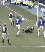 Gudjohnsen scores the only goal of the match