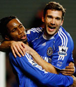 Didier Drogba and Andrei Shevchenko celebrate Drogba's goal!