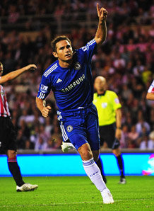 Frank Lampard celebrates his penalty goal