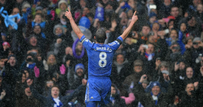 Frank Lampard celebrates his goal