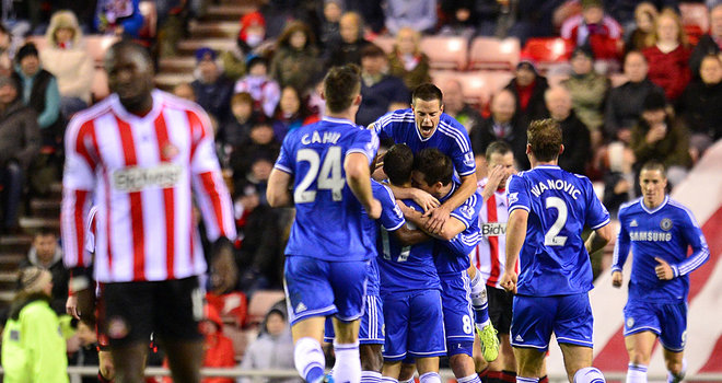 Chelsea celebrate Eden Hazard's goal
