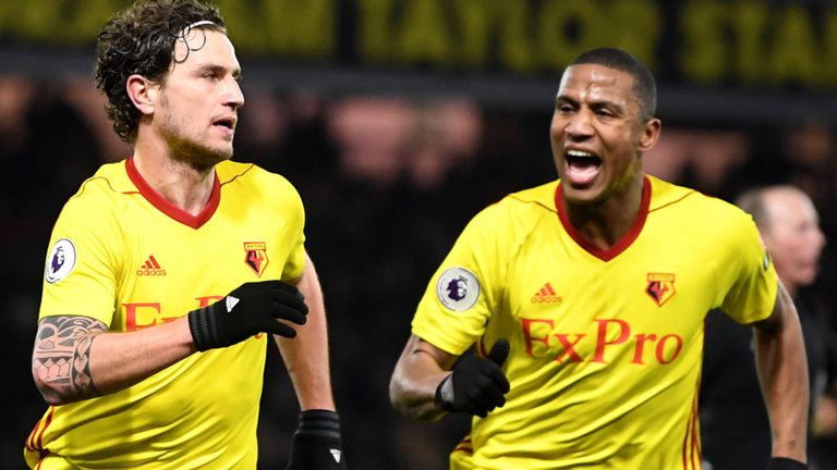 Daryl Janmaat celebrates his goal