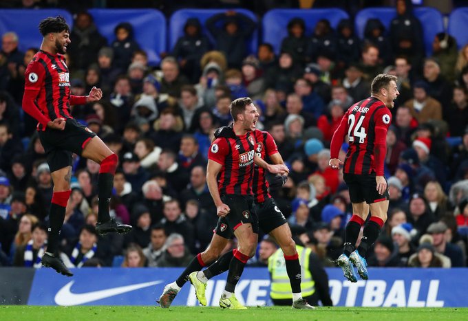 Dan Gosling celebrates his goal