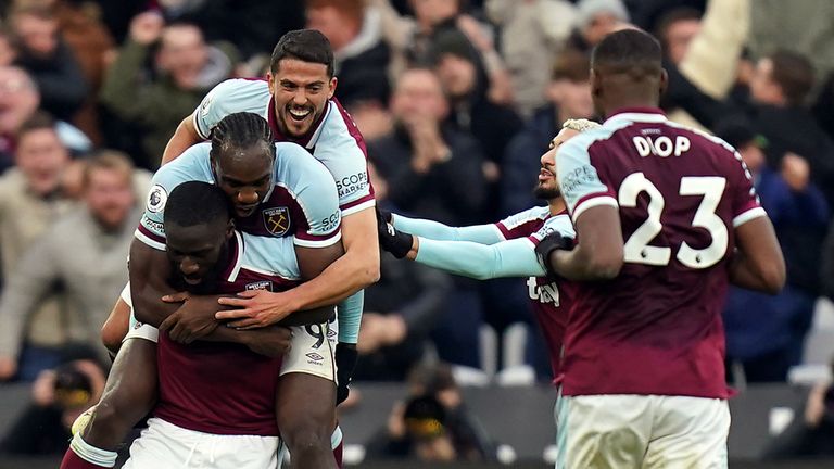 West Ham celebrate their third goal