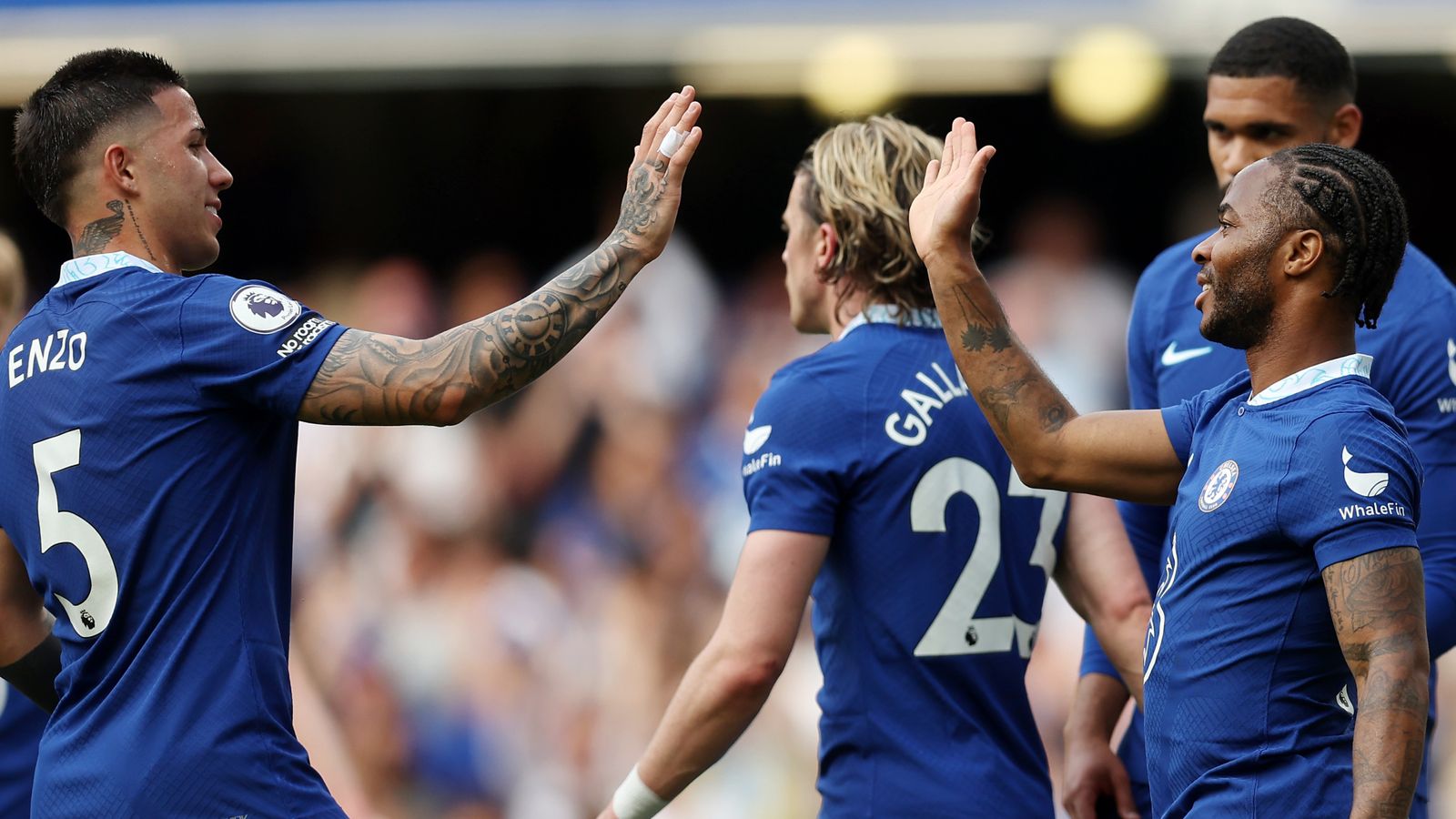 Chelsea celebrate Newcastle own goal
