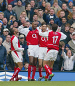 Vieira celebrates his goal